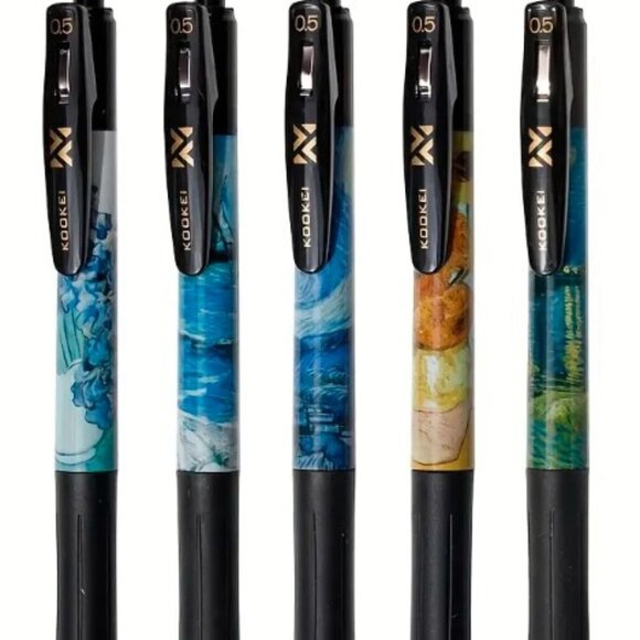 Van Gogh Starry Night Gel Click Pen 5 Pc Set - Picture 2 of 3
